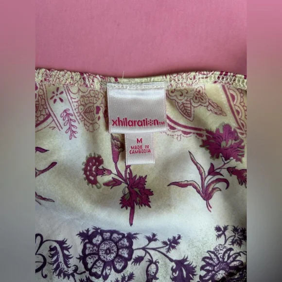 Xhilaration Paisley Satin Sequins Trim Camisole Tank Top - Picture 9 of 9